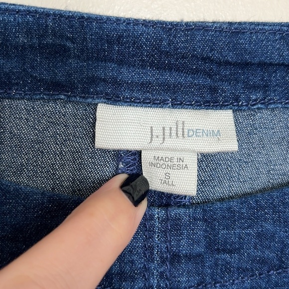J. Jill Modest Casual Blue Denim Shift Dress with 3/4 Sleeves - Size Small Tall - Picture 5 of 9